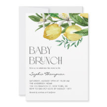 Boho Watercolor Lemon e Blooms Baby Brunch