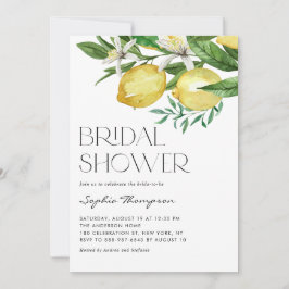 Convite Boho Watercolor Lemon e Blooms Chá de panela