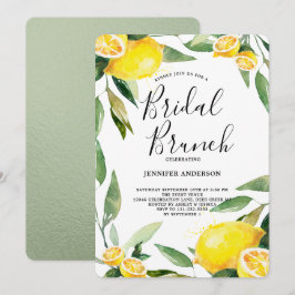 Convite Boho Watercolor Lemon Wreath Bridal Brunch