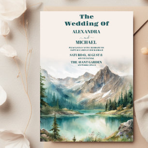 Convite Boho Watercolor Mountain Wedding