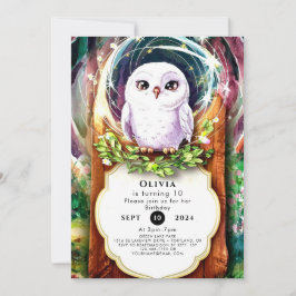 Convite Boho Watercolor Owl Birthday