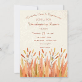 Convite Boho Watercolor Pampas Grass e Rustic Thankiness