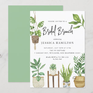 Convite Boho Watercolor Plantas Potentes Bridal Brunch