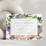 Convite Boho Watercolor Púrpura Laranja Casamento Floral<br><div class="desc">Boho Watercolor Purple Orange Floral Weditation</div>