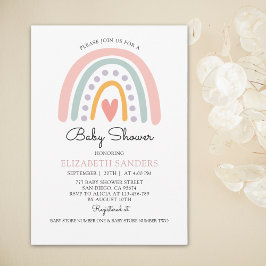 Convite Boho Watercolor Rainbow Baby Shower Girl