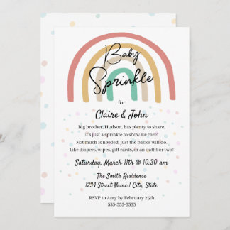 Convite Boho Watercolor Rainbow Baby Sprinkle