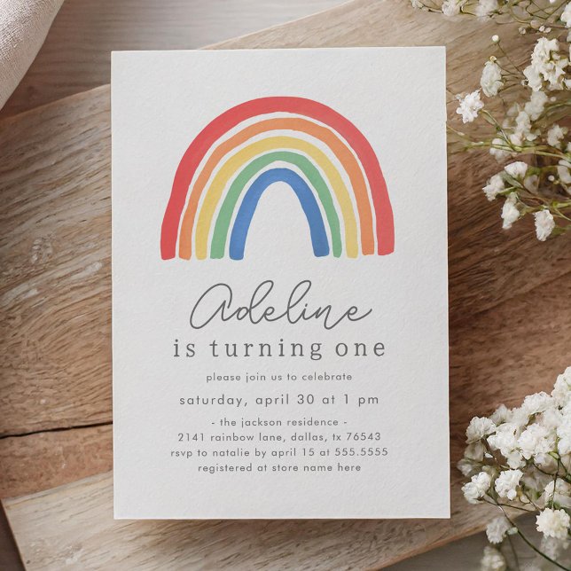 Convite Boho Watercolor Rainbow Birthday (Criador carregado)