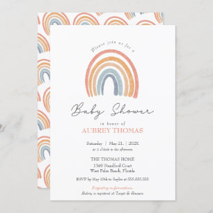 Convite Boho Watercolor Rainbow Girl Twiter Chá de fraldas