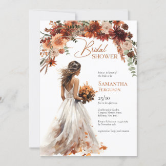 Convite Boho watercolor terracotta, buquê do casamento