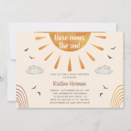 Convite Boho Watercolor Vem o Chá de fraldas do Filho