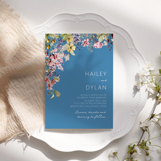 Convite Boho Watercolor Wildflower Meadow Wedding (Criador carregado)