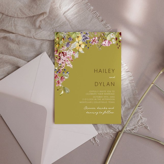 Convite Boho Watercolor Wildflower Meadow Wedding (Criador carregado)