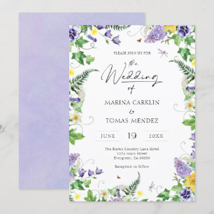 Convite Boho Watercolor Wildflower Wedding