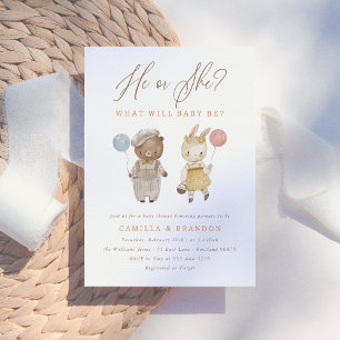 Convite Boho Watercolor Woodland Animais Sexo Revenda