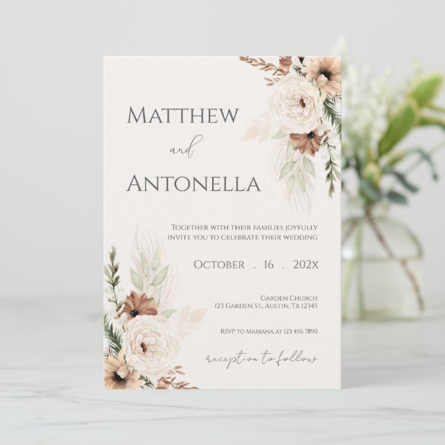 Convite Boho Wedding Invitation (Em pé/Frente)
