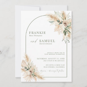 Convite Boho Wedding   Pampas Grass Greenery