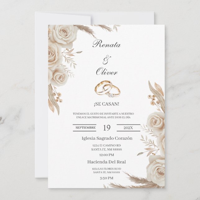 Convite Boho wedding ring Spanish Wedding Invitation (Frente)