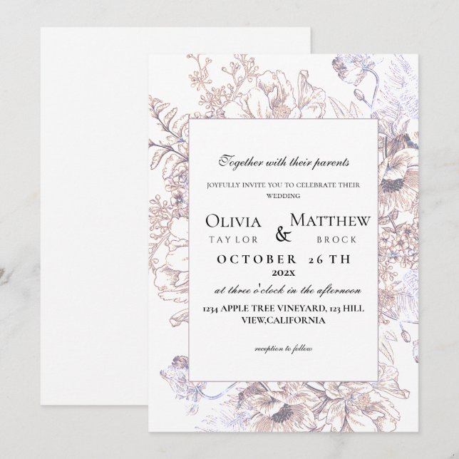 Convite Boho Wedding Rustic Neutral Elegant Modern Wedding (Frente/Verso)