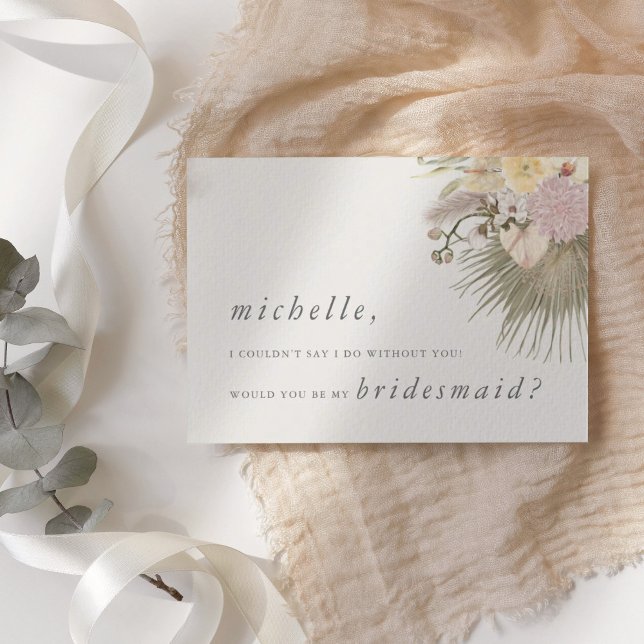 Convite Boho Weding Pampas Grass Orchid Palm Protea (Boho Wedding Pampas Grass Orchid Palm Protea Invitation)