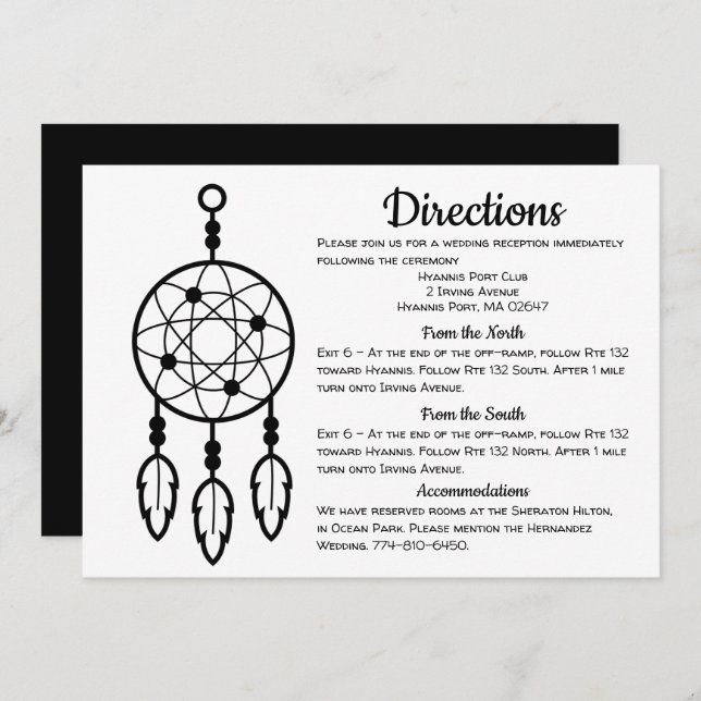 Convite Boho Wedtions Diretions Dreamcatcher Detalhes Negr (Frente/Verso)