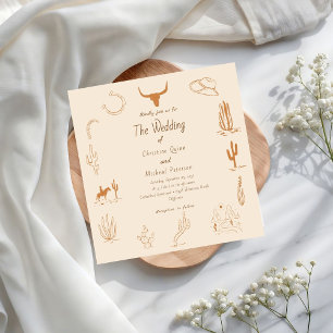 Convite Boho Western Cowboy Ilustração Casamento