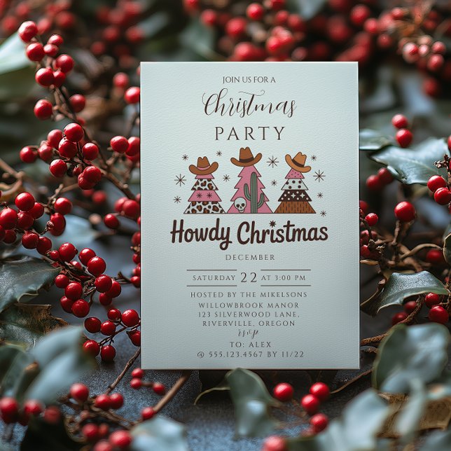 Convite Boho Western Pink Cowgirl Christmas (Criador carregado)