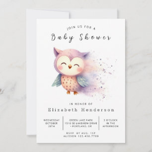 Convite Boho Whimsical Owl Chá de fraldas