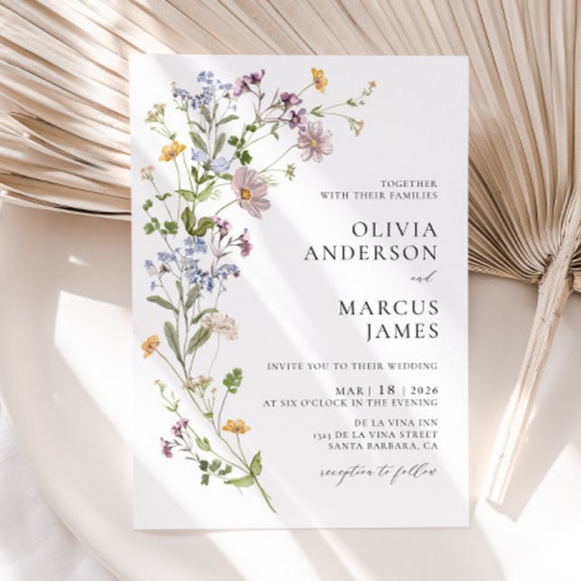 Convite Boho Whimsical Wildflower Invitation (Invitation Front)