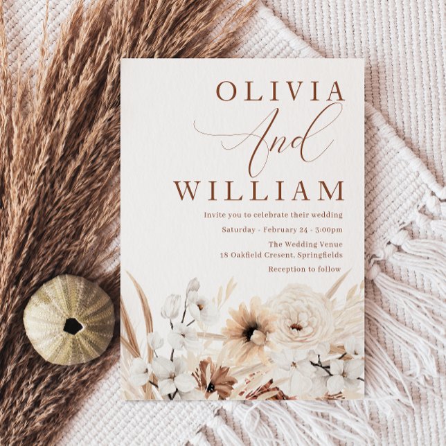 Convite Boho White Floral Arranjo Moderno (Criador carregado)