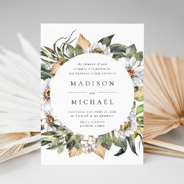 Convite Boho White Floral Greenery Frame Casamento