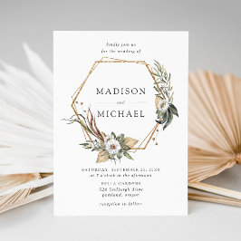 Convite Boho White Floral & Greenery Wedding