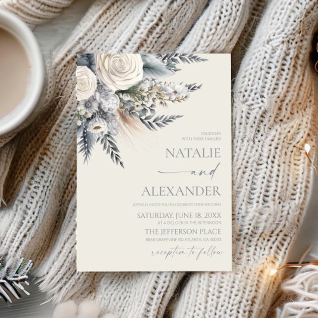 Convite Boho White Rose Floral Flower Garden Casamento (Criador carregado)