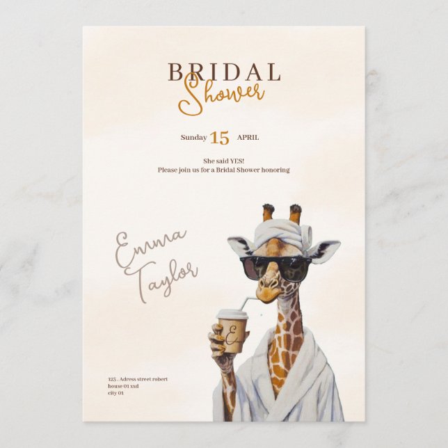 Convite boho wild bridal shower safari invitation (Frente)