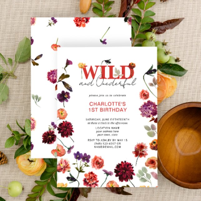 Convite Boho Wild & Onewond Girl primeiro aniversario (1st Birthday Invitation)