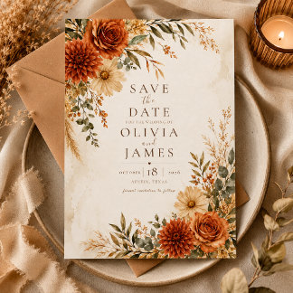 Convite Boho Wild Terracotta Jardim Save the Date