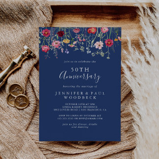 Convite Boho Wildflower 50º Aniversário de Casamento
