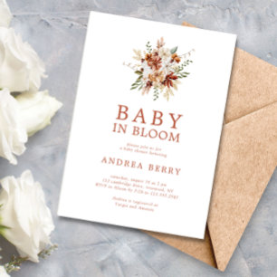Convite Boho Wildflower Baby in Bloom Chá de fraldas