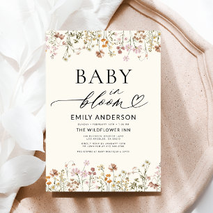 Convite Boho Wildflower Baby in Bloom Chá de fraldas