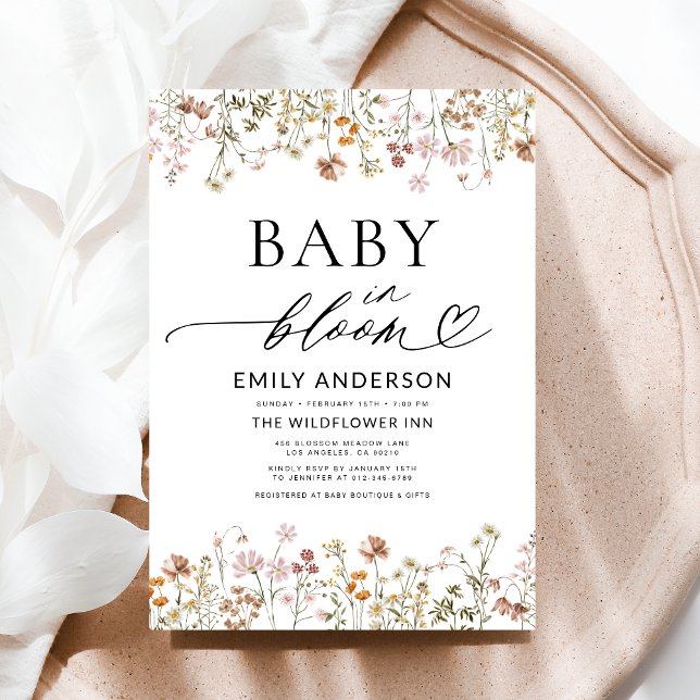 Convite Boho Wildflower Baby in Bloom Chá de fraldas (Criador carregado)