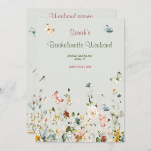 Convite Boho Wildflower Bachelorette Itinerary Modelo
