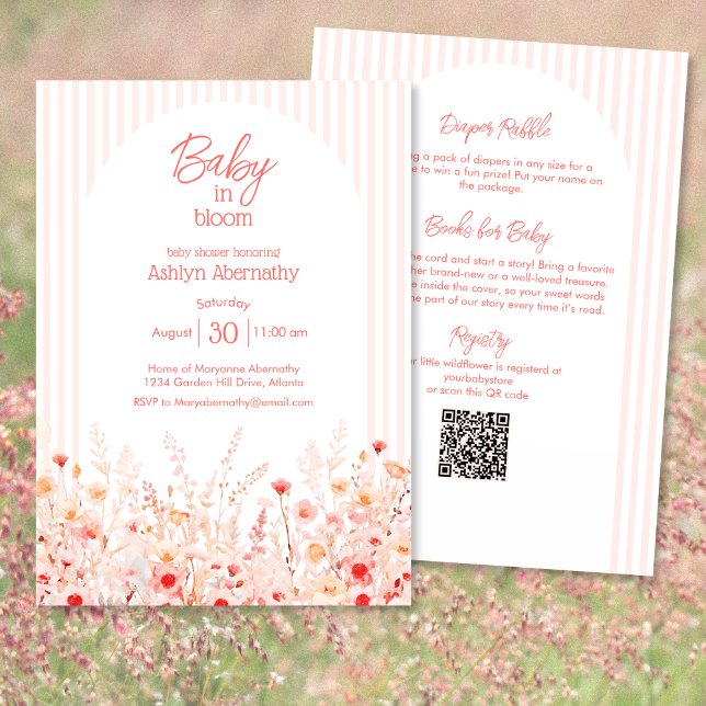 Convite Boho Wildflower Bebê em Flor Baby Shower Completo (Criador carregado)