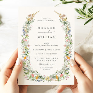 Convite Boho Wildflower Beige Wedding