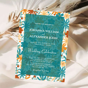 Convite Boho Wildflower & Blue Floral Photo Weding