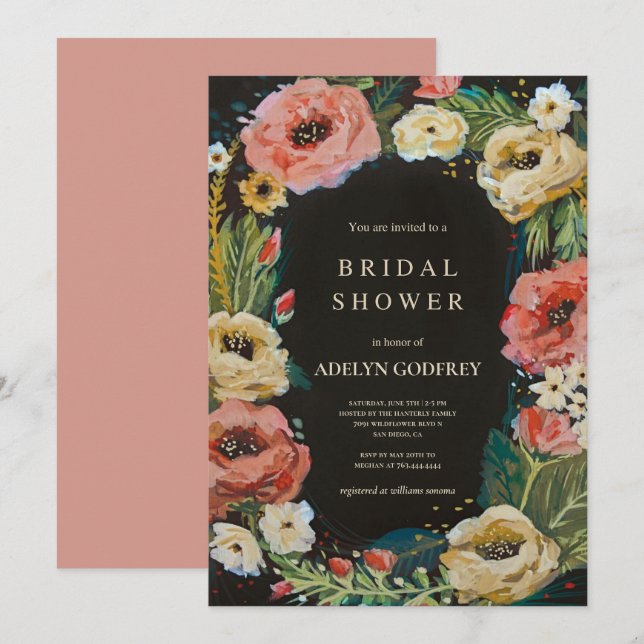 Convite  Boho Wildflower Bridal Shower (Frente/Verso)