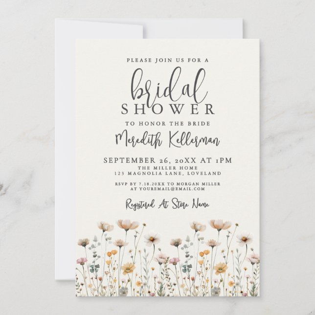 Convite Boho Wildflower Bridal Shower (Frente)