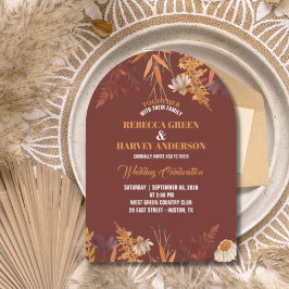 Convite Boho Wildflower Burgundy Casamento outono de outon
