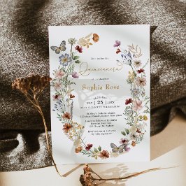 Convite Boho Wildflower Butterfly Garden Quinceañera