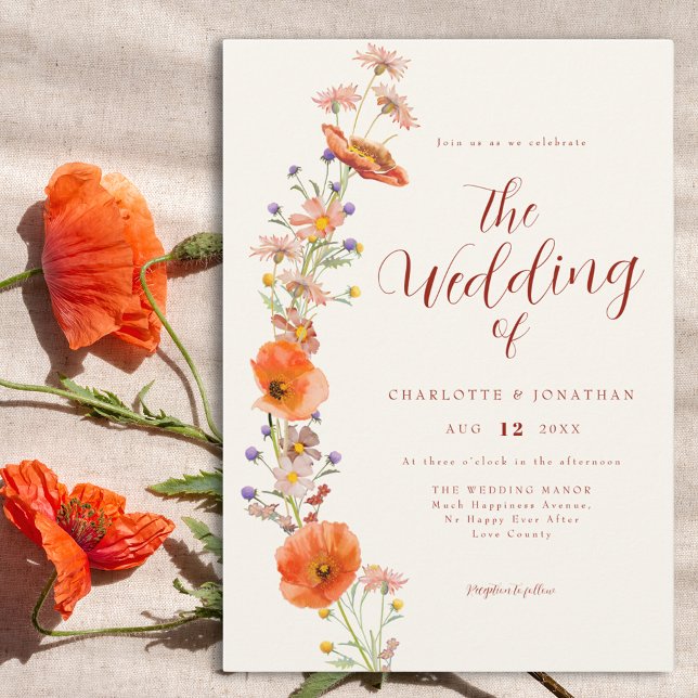 Convite Boho Wildflower Casamento outono (Boho wildflower wedding invitation )