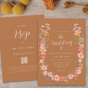 Convite Boho Wildflower Casamento outono