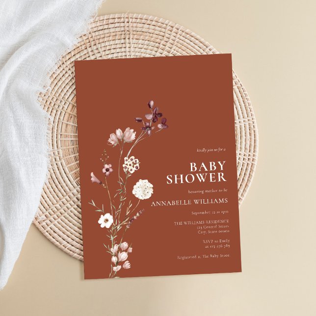 Convite Boho Wildflower Chá de fraldas (Criador carregado)
